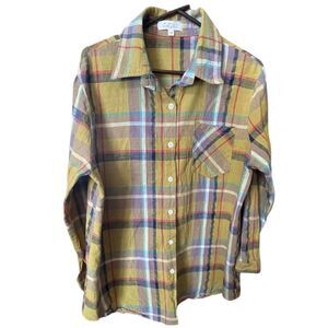 Sweet Generis size 1X roll tab sleeves button down top.